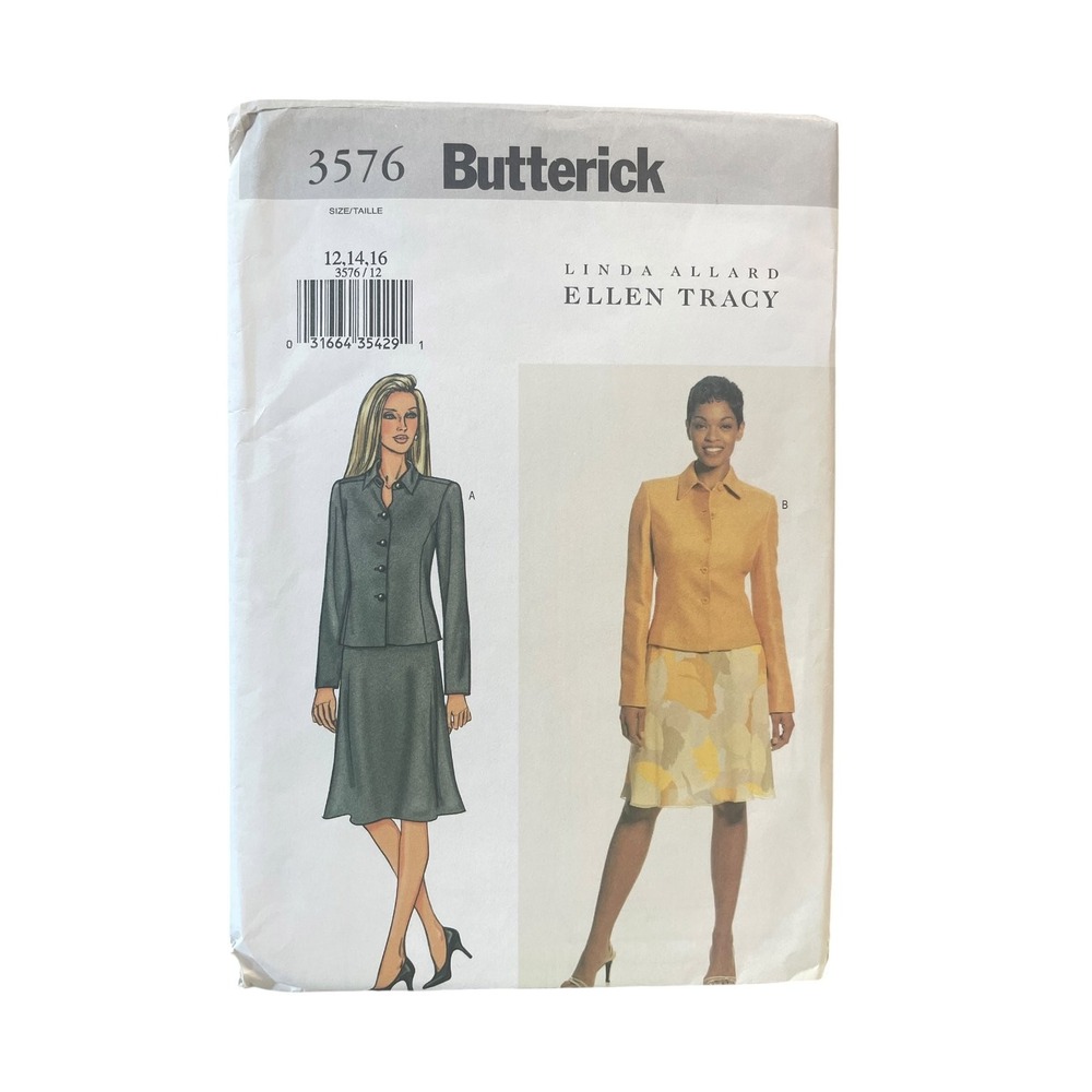 Butterick Sewing Pattern 3576 Misses Size 12 14 16 Suit Jacket Skirt Ellen Tracy